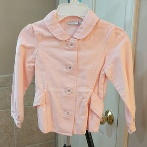 Pink jacket with fabric covered buttons